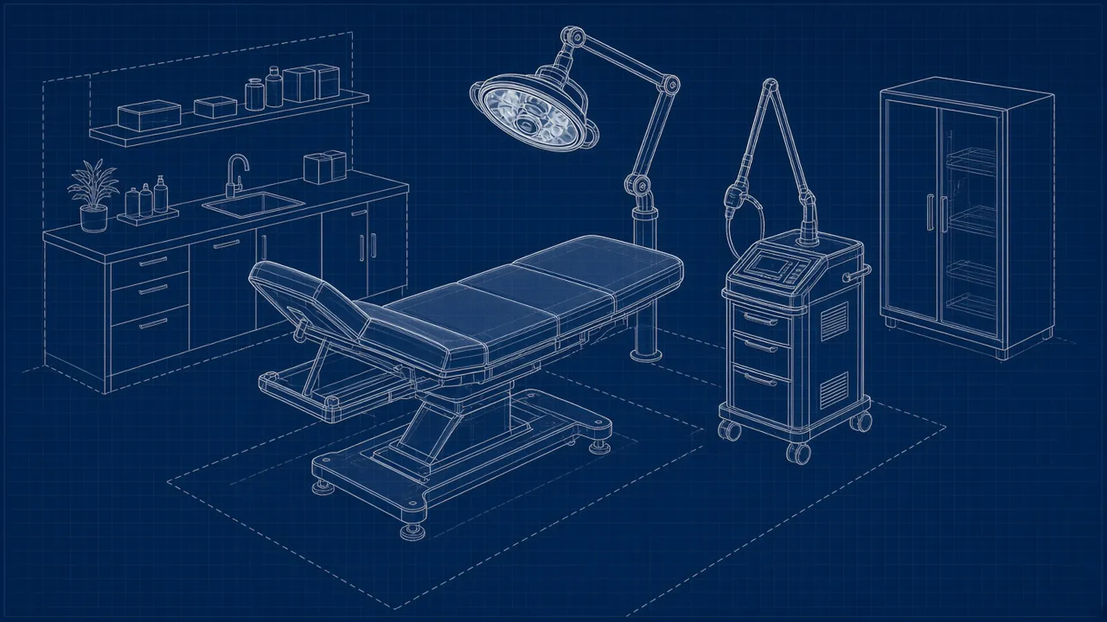 Dermatology Practices exit planning: blueprint-style illustration for dermatology practice valuation