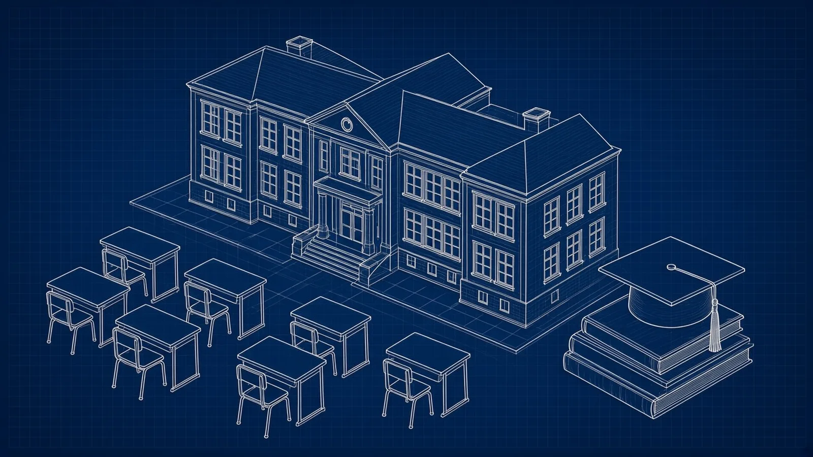 Education exit planning: blueprint-style illustration for education business exit planning