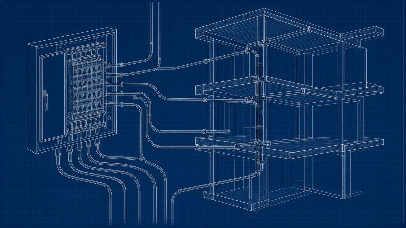Electrical exit planning: blueprint-style illustration for electrical contractor exit planning