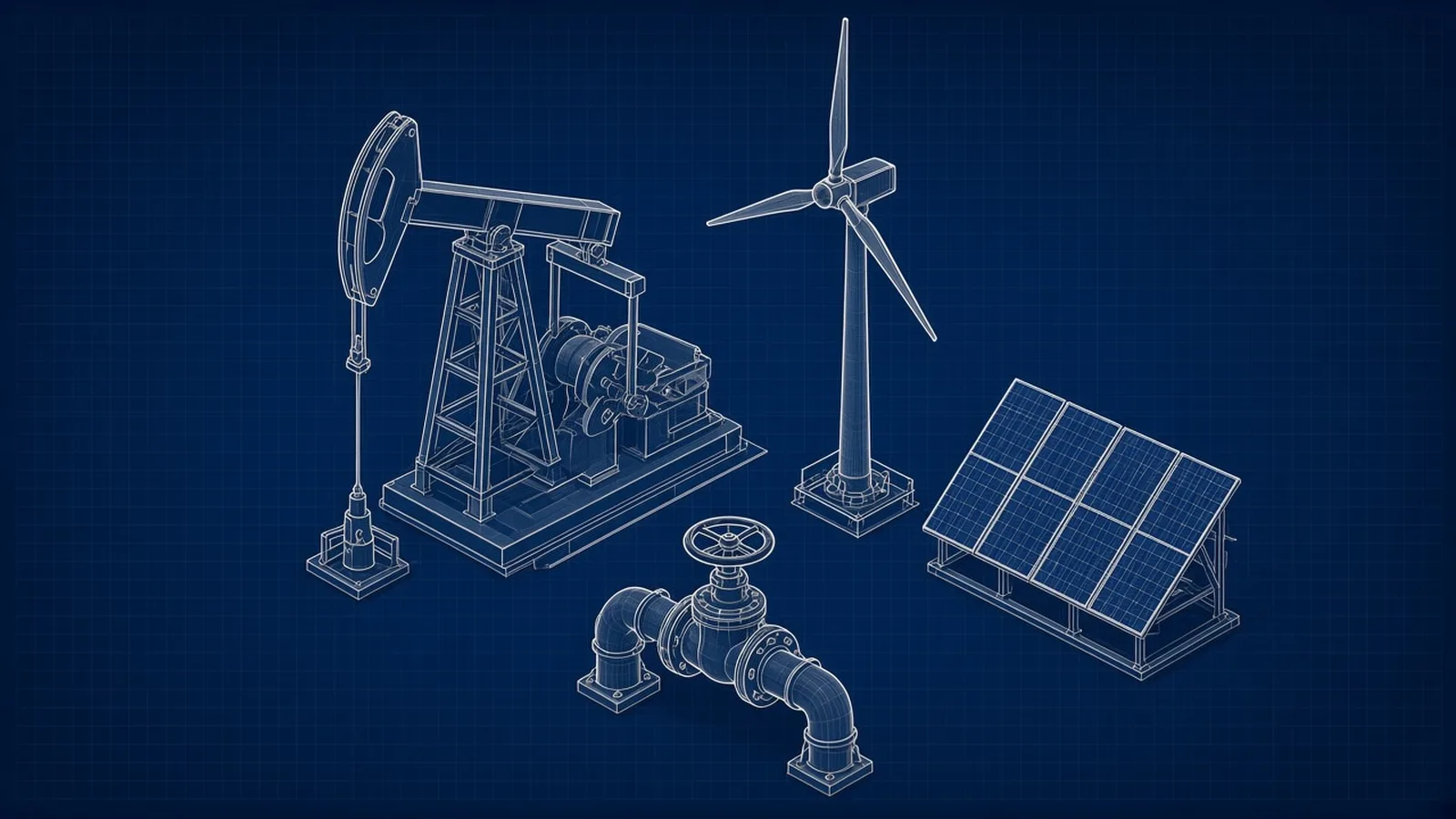 Energy & Natural Resources exit planning: blueprint-style illustration for energy services company exit planning