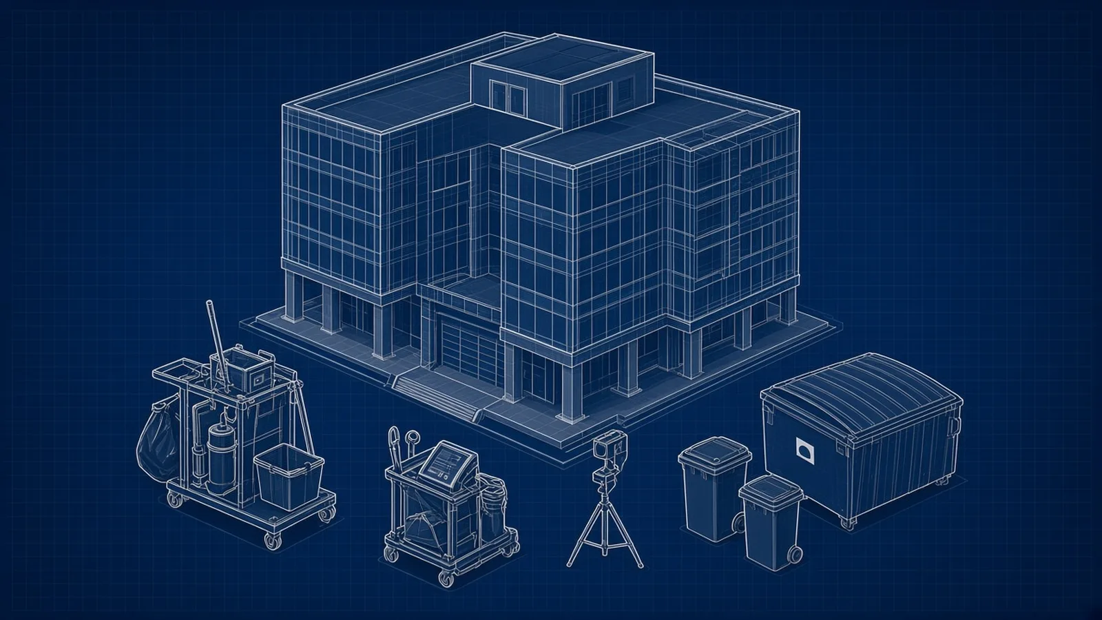 Environmental & Facilities Services exit planning: blueprint-style illustration for facilities services company exit planning