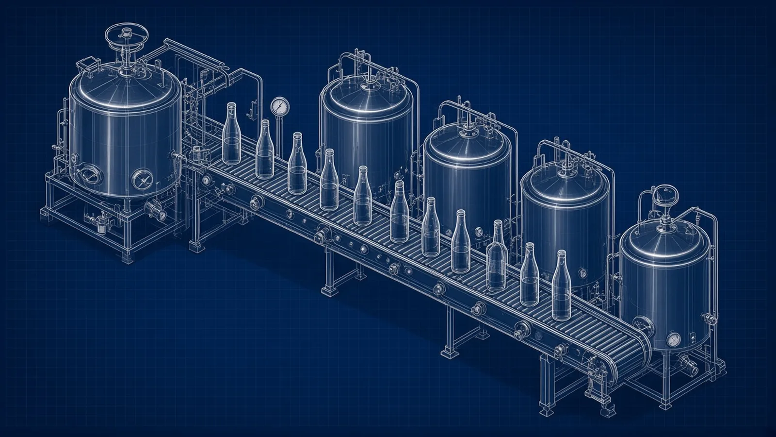 Food & Beverage exit planning: blueprint-style illustration for food and beverage company exit planning