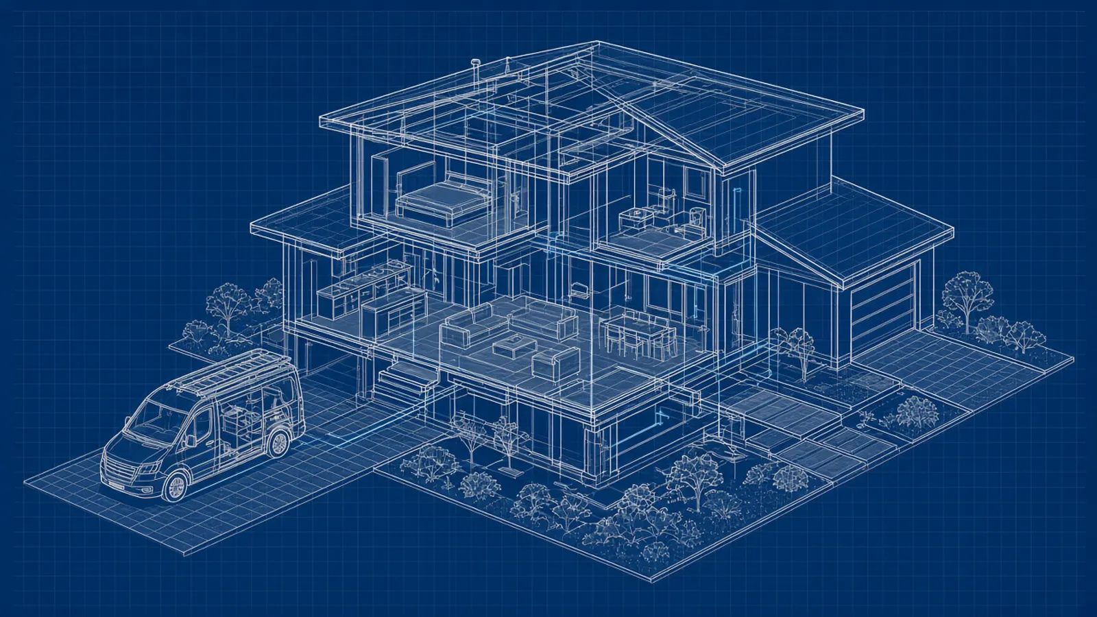 Home Services exit planning: blueprint-style illustration for home services business exit planning
