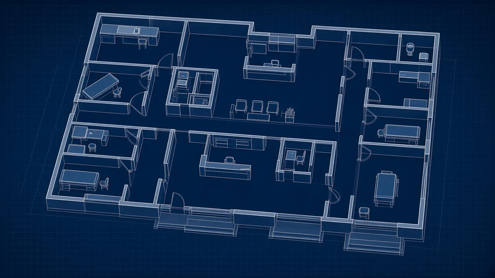Medical Practices exit planning: blueprint-style illustration for medical practice valuation