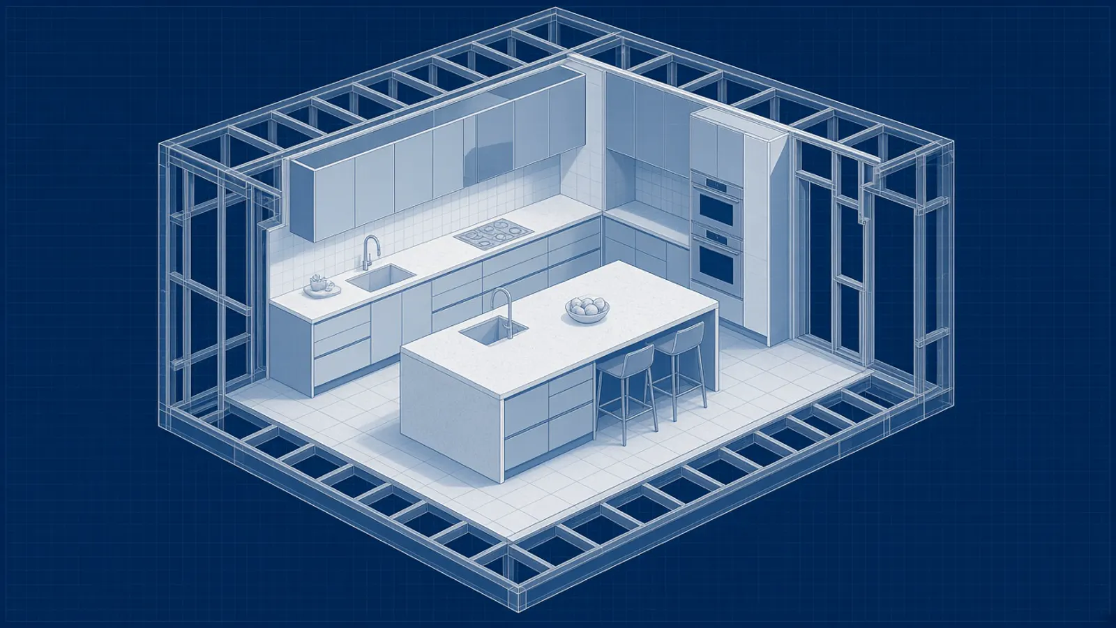 Remodeling exit planning: blueprint-style illustration for remodeling company exit planning