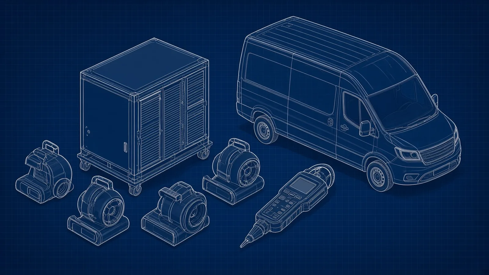 Restoration exit planning: blueprint-style illustration for restoration company exit planning