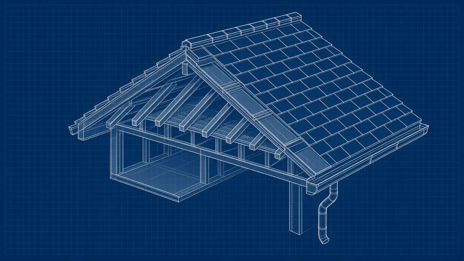 Roofing & Exteriors exit planning: blueprint-style illustration for roofing company exit planning